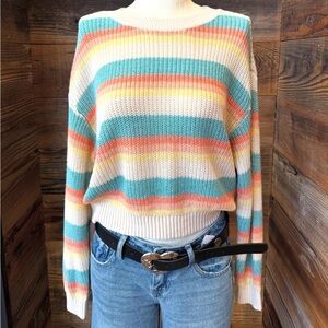 Billabong Multicolor Striped Crew Neck Sweater